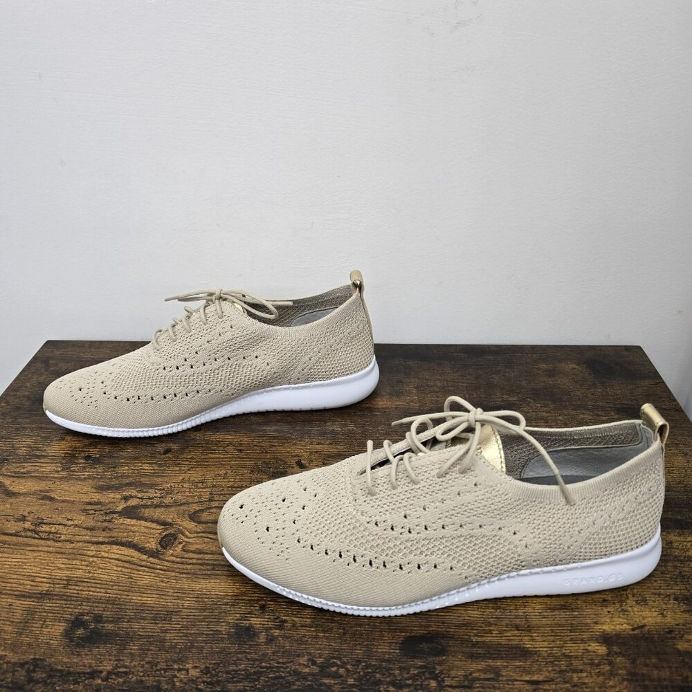 NEW Cole Haan 2 Zerogrand Stitchlite Wingtip Oxford Shoes 10 B Rye White Sole - Picture 5 of 10